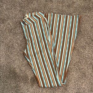 Striped Flare Brown and Blue Pants